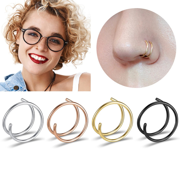 Dropship 8Pcs 20G Stainless Nose Rings Hoop For Women Men Paved CZ Flower  Nose Ear Hoop Cartilage Stud Earrings Nose Hoop Rings Gold Hoop Nose  Piercing Set to Sell Online at a